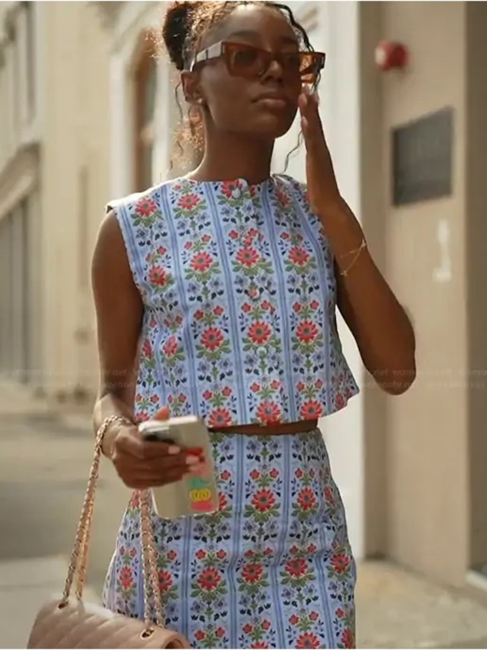 HILL HOUSE Skirt Set in Blue Floral Block Stripe XS - Picture 4 of 7